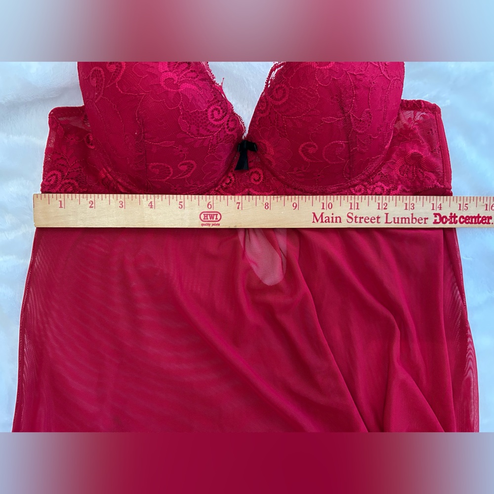 Marilyn Monroe Red Lace Babydoll Lingerie Chemise Size Large - Picture 7 of 10